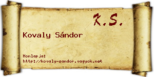 Kovaly Sándor névjegykártya