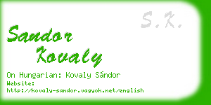 sandor kovaly business card